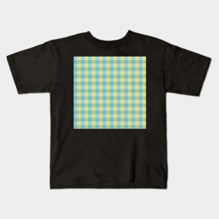 Vintage Plaid Blue and Lemon Kids T-Shirt